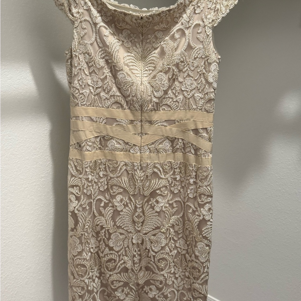Tadashi Shoji Champagne Lace Midi Dress - Picture 2 of 6